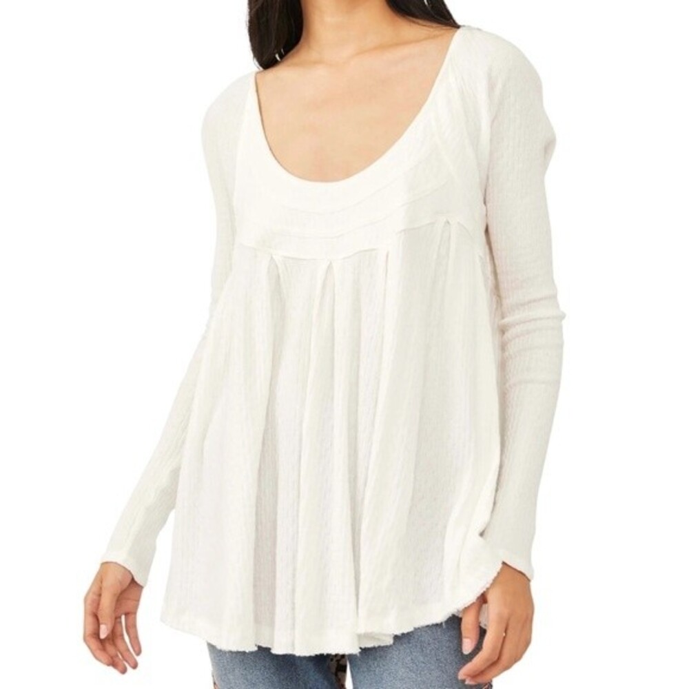 NWT Free People It's Always You Ivory Tie Back Cotton Swing Top Size Small NEW